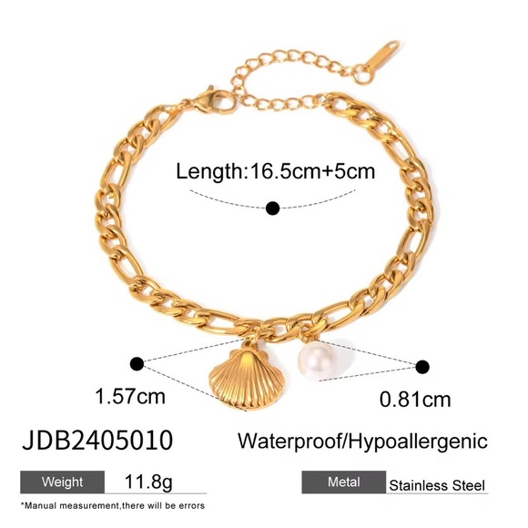 18K Gold Plated - Shell Charm Bracelet - Picture 4 of 5